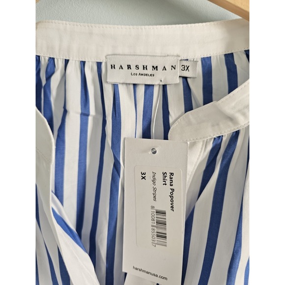 Harshman Rana Popover Blue/White Striped Shirt - Picture 2 of 4